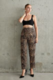 TUA MODA Leopar Desenli Kumaş Pantolon