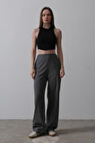 TUA MODA Beli Yarım Lastikli Palazzo Pantolon - Antrasit