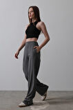 TUA MODA Beli Yarım Lastikli Palazzo Pantolon - Antrasit
