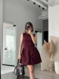 TUA MODA Fermuar Detaylı Mini Elbise - Kahve