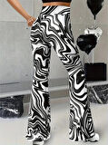 TUA MODA Kadın Yüksek Bel Zebra Desenli Tayt