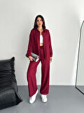TUA MODA Gömlek Pantolon Ikili Takım - Bordo