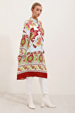 TUA MODA 5903 Desenli Viskon Elbise - Bordo
