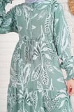 TUA MODA 2145 Desenli Tesettür Elbise - Haki