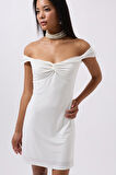 TUA MODA Büzgü Detay Omuz Askılı Mini Elbise