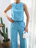 TUA MODA Keten Bluz Ve Pantolon İki̇li̇ Takim