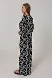 TUA MODA İşlemeli Oversize Pantolon - Siyah