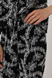 TUA MODA İşlemeli Oversize Pantolon - Siyah