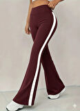 TUA MODA Kadın Yüksek Bel İspanyol Paçalı Yanlardan şerit Detaylı Dalgıç Tayt Pantolon