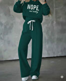 TUA MODA Kadın Uzun Kollu Nope Baskılı Beli Ribanalı Ikili Takım