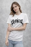 TUA MODA Bisiklet Yaka Ön Baskılı Kısa Kollu Tişört Streetwear Günlük Basic Pamuklu T-shirt - Beyaz