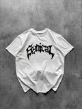 TUA MODA Bisiklet Yaka Ön Baskılı Kısa Kollu Tişört Streetwear Günlük Basic Pamuklu T-shirt - Beyaz