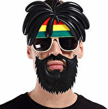 Rasta Peruklu Rasta Sakallı Bıyıklı Parti Gözlüğü 27x18 cm