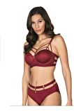 Kadın Bordo Balenli Desteksiz Sütyen Takım 5045