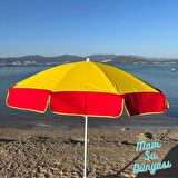 Plaj Şemsiyesi Sarı- Kırmızı Renk Deniz, Balkon, Bahçe Şemsiyesi (Bidon Dahil) 2 Metre, 10 Telli Şemsiye