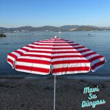 Plaj Şemsiyesi (Pamuk Kumaş) Kırmızı Renk Deniz, Balkon, Bahçe Şemsiyesi (Bidonsuz) 2 Metre, 10 Telli Sadece Şemsiye