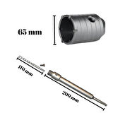 Tomax SDS Plus Elmaslı Beton Delme Ucu 65 mm Panç + 200 mm Adaptör