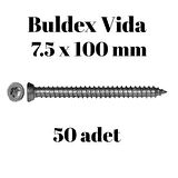 Buldex Beton Vidası 7.5x100 mm 50 Adet | Torx T30 Uyumlu Dübelsiz Vida