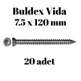Buldex Beton Vidası 7.5x120 mm 20 Adet | Torx T30 Uyumlu Dübelsiz Vida
