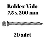 Buldex Beton Vidası 7.5x200 mm 20 Adet | Torx T30 Uyumlu Dübelsiz Vida
