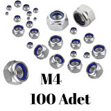 Fiber Somun M4 – DIN 985 –  100'lü Paket Contalı Gevşemez Somun