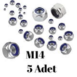 Fiber Somun M14 – DIN 985 –  5'li Paket Contalı Gevşemez Somun