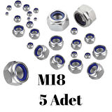 Fiber Somun M18 – DIN 985 –  5'li Paket Contalı Gevşemez Somun