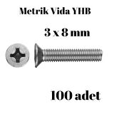 Metrik Vida Civata Yhb 3x8 mm 100 Adet Yıldız