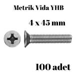 Metrik Vida Civata Yhb 4x45 mm 100 Adet Yıldız
