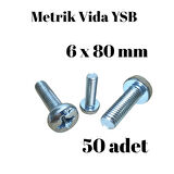 Metrik Vida YSB 6X80 50 Adet Yıldız Silindir Başlı Vida
