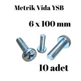 Metrik Vida YSB 6X100  10 Adet Yıldız Silindir Başlı Vida