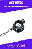 TURBO TASARIMLI DÜĞMELİ LED IŞIKLI PİLLİ TURBO SES ANAHTARLIK - KROM 