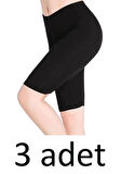 Tutku 3 AD Kadın ( 5NO-2XL) Büyük Beden Likralı Kısa Diz Üstü Tayt 0156 SİYAH