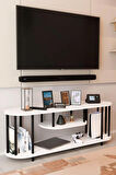 Modern TV Ünitesi Ahşap Raflı 2 Katlı Televizyon Sehpası Minimalist,Dayanıklı, Fonksiyonel TV Standı