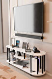 Modern TV Ünitesi Ahşap Raflı 2 Katlı Televizyon Sehpası Minimalist,Dayanıklı, Fonksiyonel TV Standı