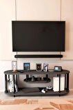 Modern TV Ünitesi Ahşap Raflı 2 Katlı Televizyon Sehpası Minimalist,Dayanıklı, Fonksiyonel TV Standı