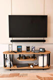 Modern TV Ünitesi Ahşap Raflı 2 Katlı Televizyon Sehpası Minimalist,Dayanıklı, Fonksiyonel TV Standı