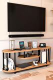 Modern TV Ünitesi Ahşap Raflı 2 Katlı Televizyon Sehpası Minimalist,Dayanıklı, Fonksiyonel TV Standı