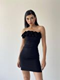 Sofia Siyah Mini Elbise 