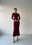 Benzama Uzun Elbise Bordo