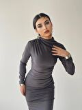 Afra Midi Elbise Gri