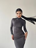 Afra Midi Elbise Gri