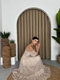 Alessa Şifon Gloplu Midi Astarlı Elbise