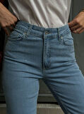 Kadın Yüksek Bel Taş Detay Boot Cut Jean Pantolon