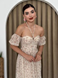 Alessa Şifon Gloplu Midi Astarlı Elbise