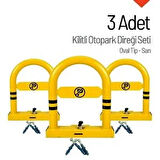 Oval Tip Kilitli Otopark Direği – 3'lü Set