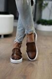 %100 Hakiki Deriden Üretilmiş Taba Renk Casual Erkek Ayakkabı - Online Model