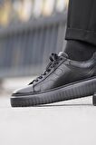 Dantes Model Hakiki Deri El Yapımı Erkek Siyah Günlük Sneaker