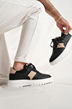 Strauss Model Hakiki Deri El Yapımı Erkek Siyah Sneaker
