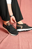 Leonidas Model Hakiki Deri Triko Erkek Siyah Sneaker 